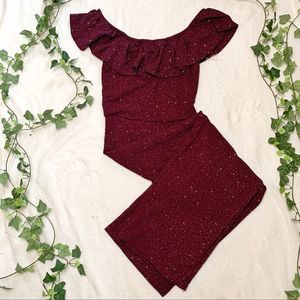 New Purple Sparkle Strapless Party Jumpsuit